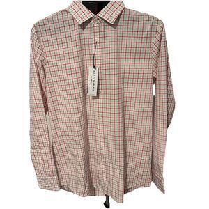 Mizzen + Main Shirt Men M White Trim Fit Long Sleeve Button Up Plaid Performance